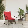 vidaXL Garden Rocking Chair with Cushions Brown Poly Rattan