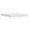 vidaXL Metal Bed Frame without Mattress with Headboard White 183x213cm
