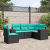 vidaXL 5 Piece Garden Sofa Set with Cushions Black Poly Rattan