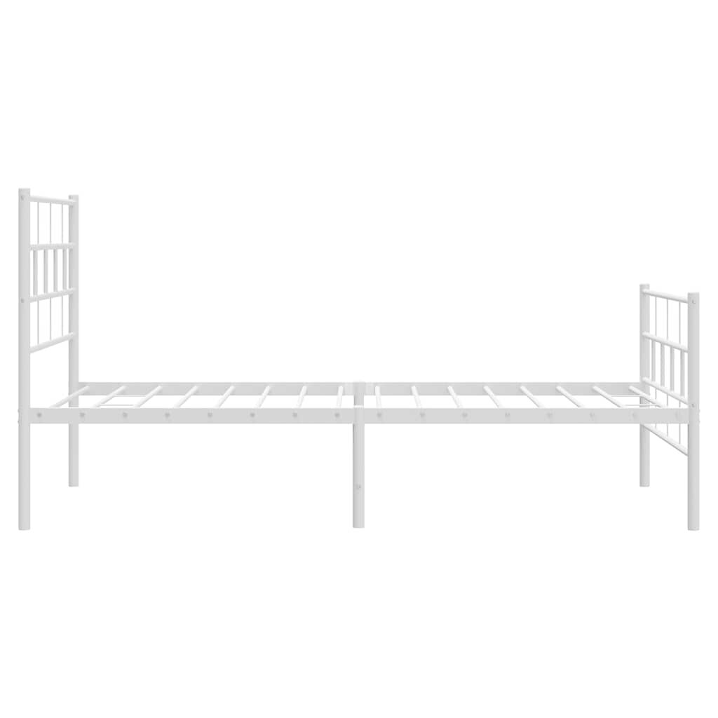 vidaXL Metal Bed Frame without Mattress with Footboard White 100x190cm