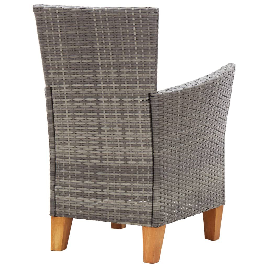 vidaXL Garden Chairs 2 pcs with Cushions Poly Rattan Grey