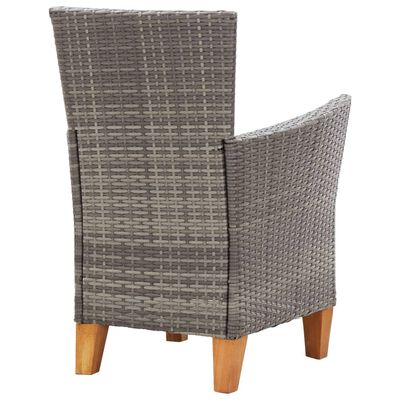 vidaXL Garden Chairs 2 pcs with Cushions Poly Rattan Grey