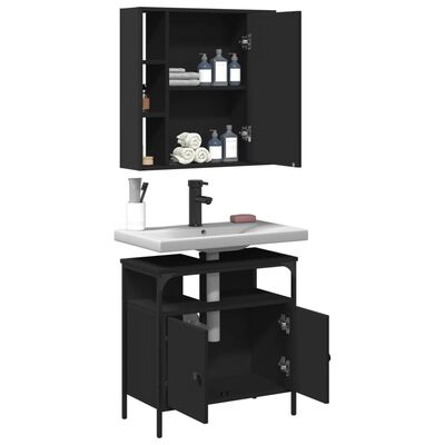 vidaXL 2 Piece Bathroom Furniture Set Black Engineered Wood