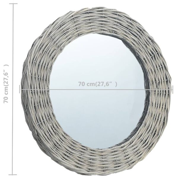 vidaXL Mirror 70 cm Wicker