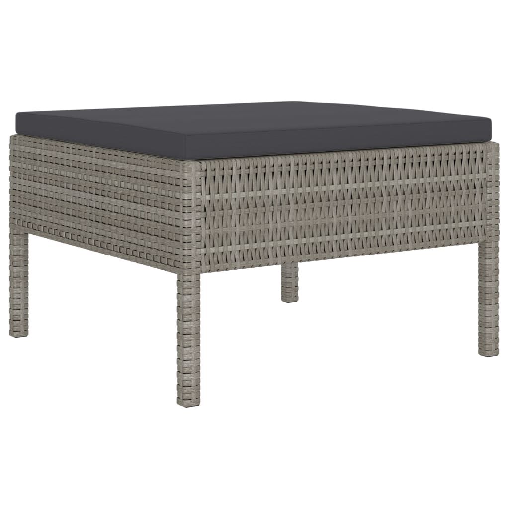 vidaXL 6 Piece Garden Lounge Set with Cushions Poly Rattan Grey