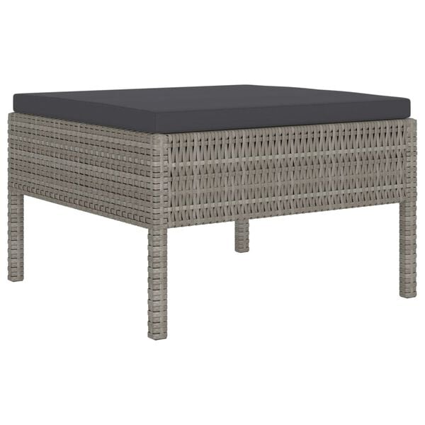 vidaXL 6 Piece Garden Lounge Set with Cushions Poly Rattan Grey