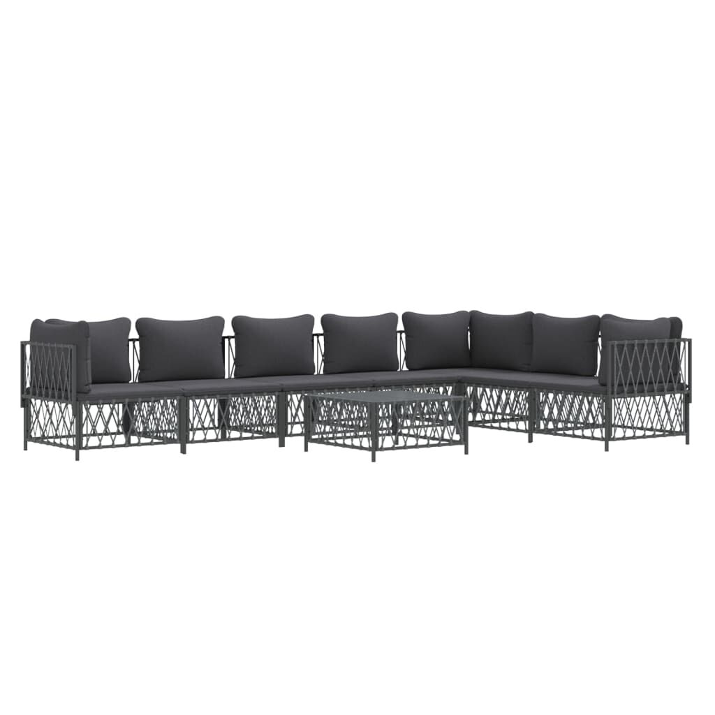 vidaXL 8 Piece Garden Lounge Set with Cushions Anthracite Steel
