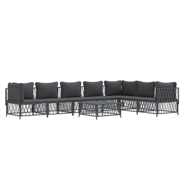 vidaXL 8 Piece Garden Lounge Set with Cushions Anthracite Steel