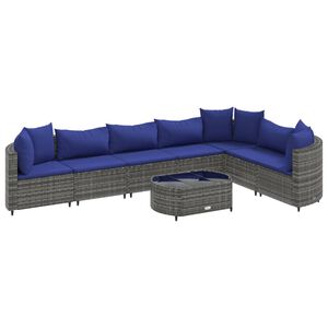 vidaXL 8 Piece Garden Sofa Set with Cushions Grey Poly Rattan