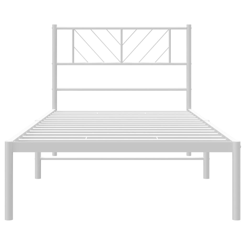 vidaXL Metal Bed Frame without Mattress with Headboard White 100x200cm