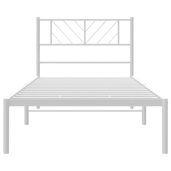 vidaXL Metal Bed Frame without Mattress with Headboard White 100x200cm