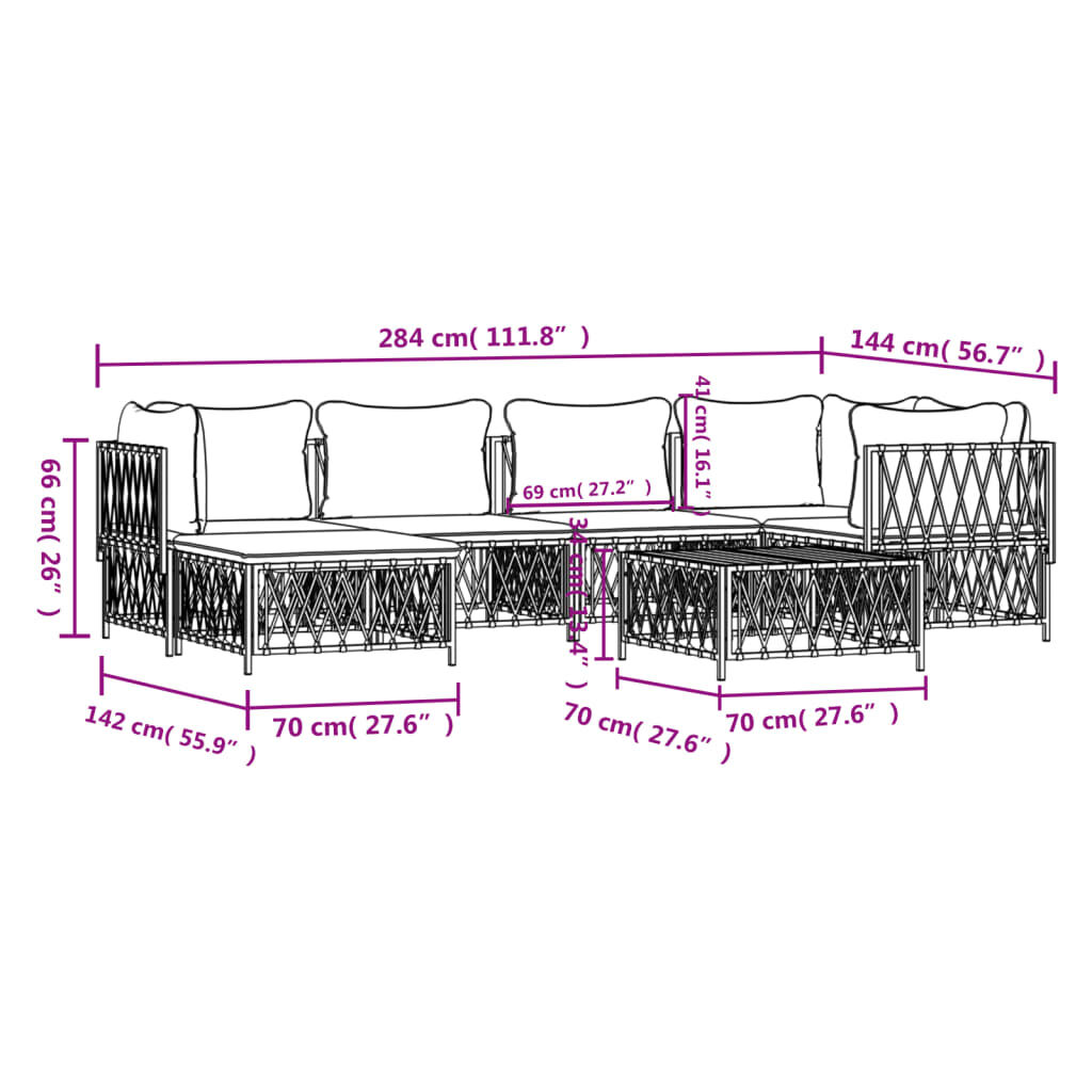 vidaXL 7 Piece Garden Lounge Set with Cushions Anthracite Steel