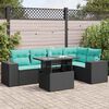 vidaXL 6 Piece Garden Sofa Set with Cushions Black Poly Rattan Acacia