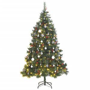 vidaXL Artificial Hinged Christmas Tree 300 LEDs & Ball Set 180 cm