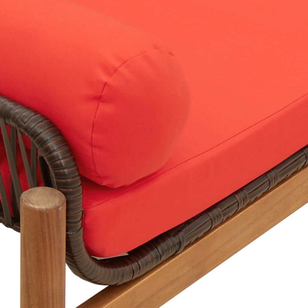 vidaXL Garden Bench with Cushion Brown Poly Rattan Acacia