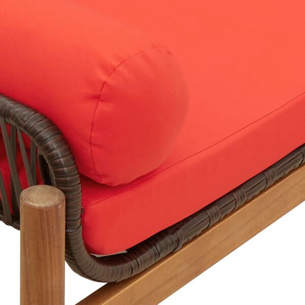 vidaXL Garden Bench with Cushion Brown Poly Rattan Acacia