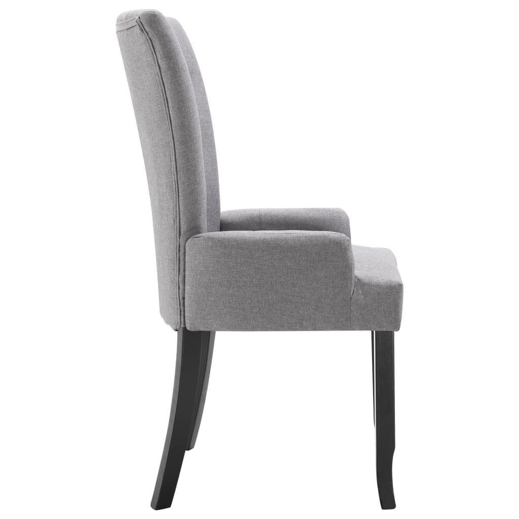 vidaXL Dining Chair with Armrests Light Grey Fabric