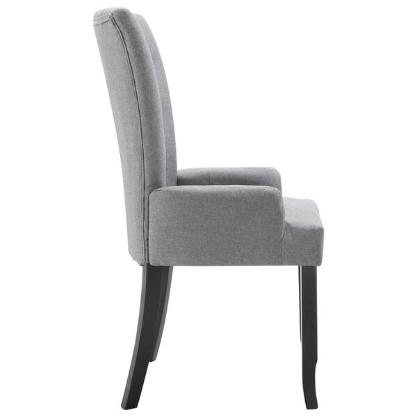 vidaXL Dining Chair with Armrests Light Grey Fabric