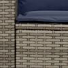 vidaXL Garden Sofa with Cushions Grey Poly Rattan
