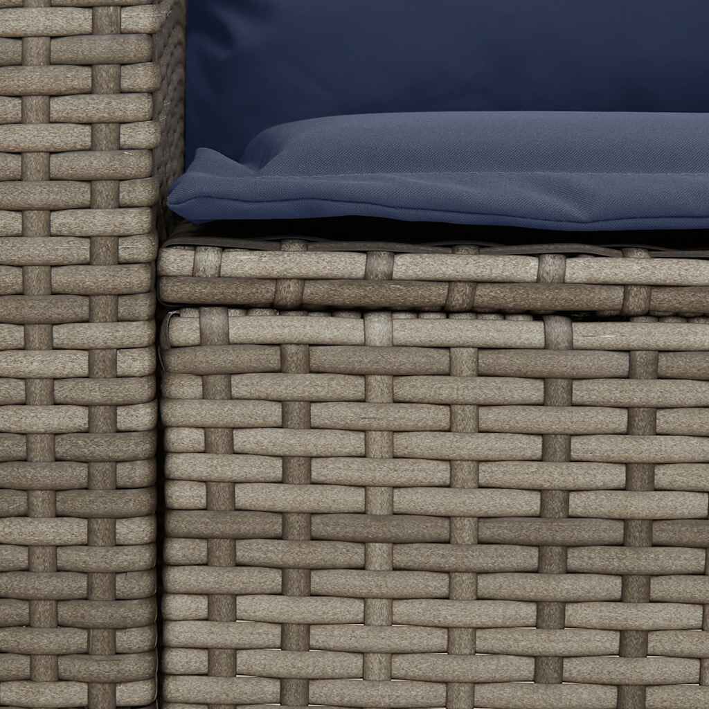 vidaXL Garden Sofa with Cushions Grey Poly Rattan