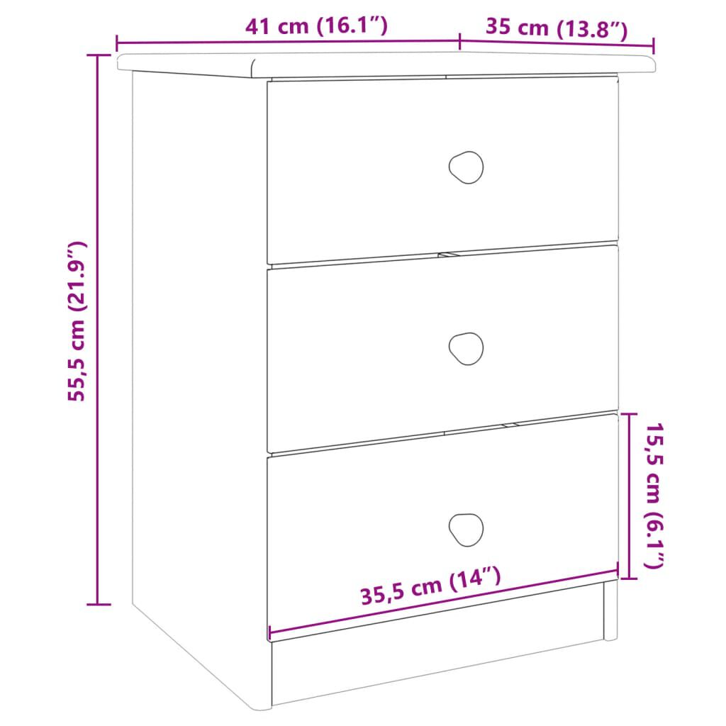 vidaXL Bedside Cabinet ALTA White 41x35x55.5 cm Solid Wood Pine