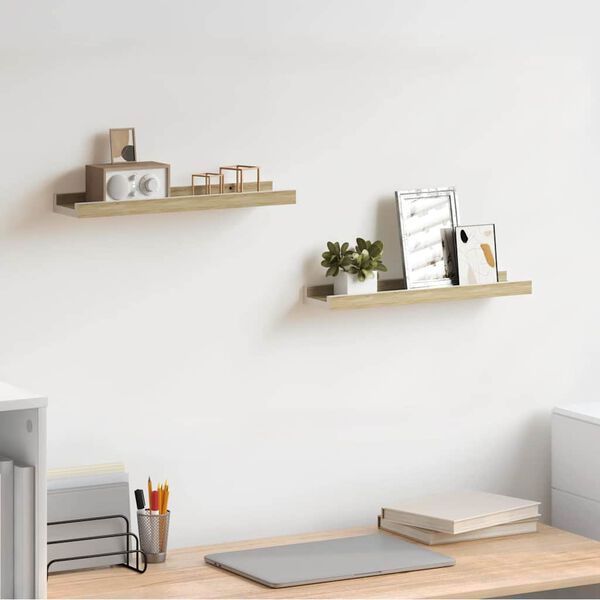 vidaXL Wall Shelves 2 pcs White and Sonoma Oak 40x9x3 cm