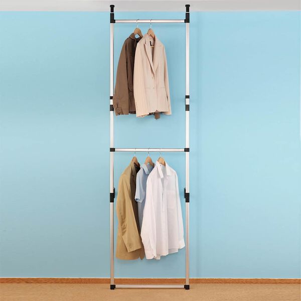 vidaXL Telescopic Wardrobe System with Rods Aluminium