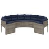 vidaXL Garden Sofa with Cushions Round Grey Poly Rattan