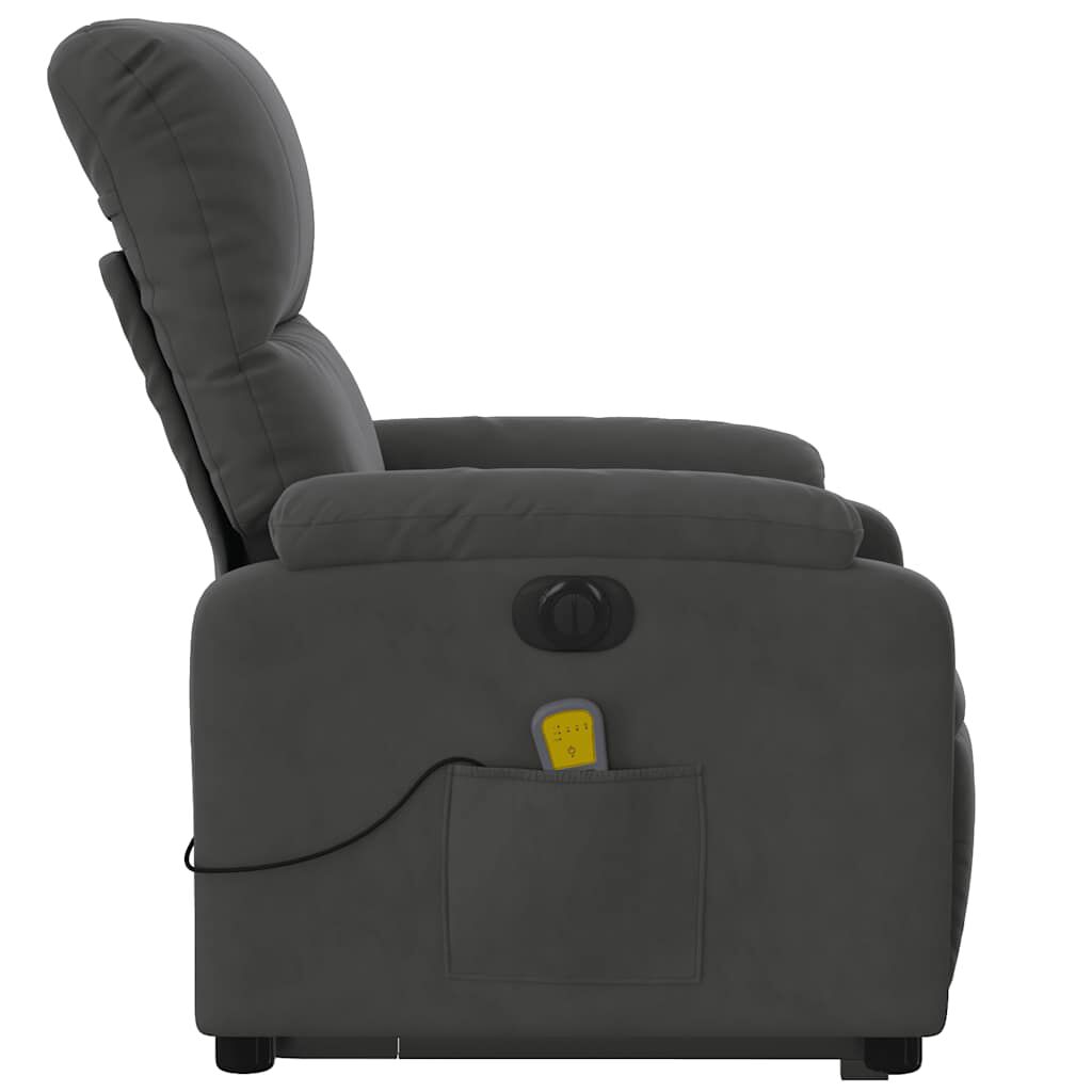 vidaXL Electric Stand up Massage Recliner Chair Dark Grey Microfibre Fabric