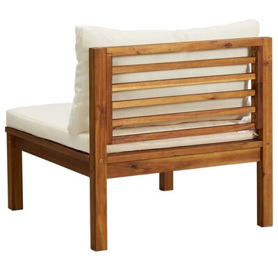 vidaXL 2 Piece Garden Sofa Set with Cream White Cushions Acacia Wood