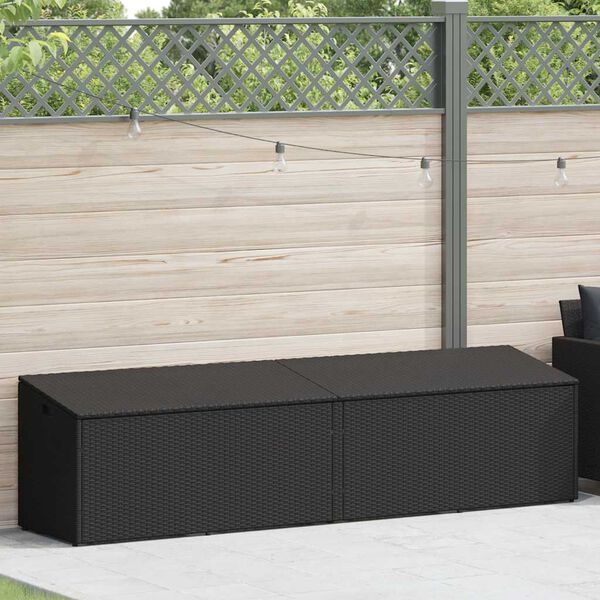 vidaXL Garden Storage Box Black 220x50x58 cm Poly Rattan