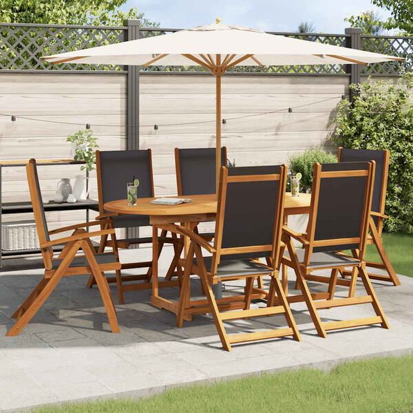 vidaXL 5 Piece Garden Dining Set Solid Wood Acacia and Textilene