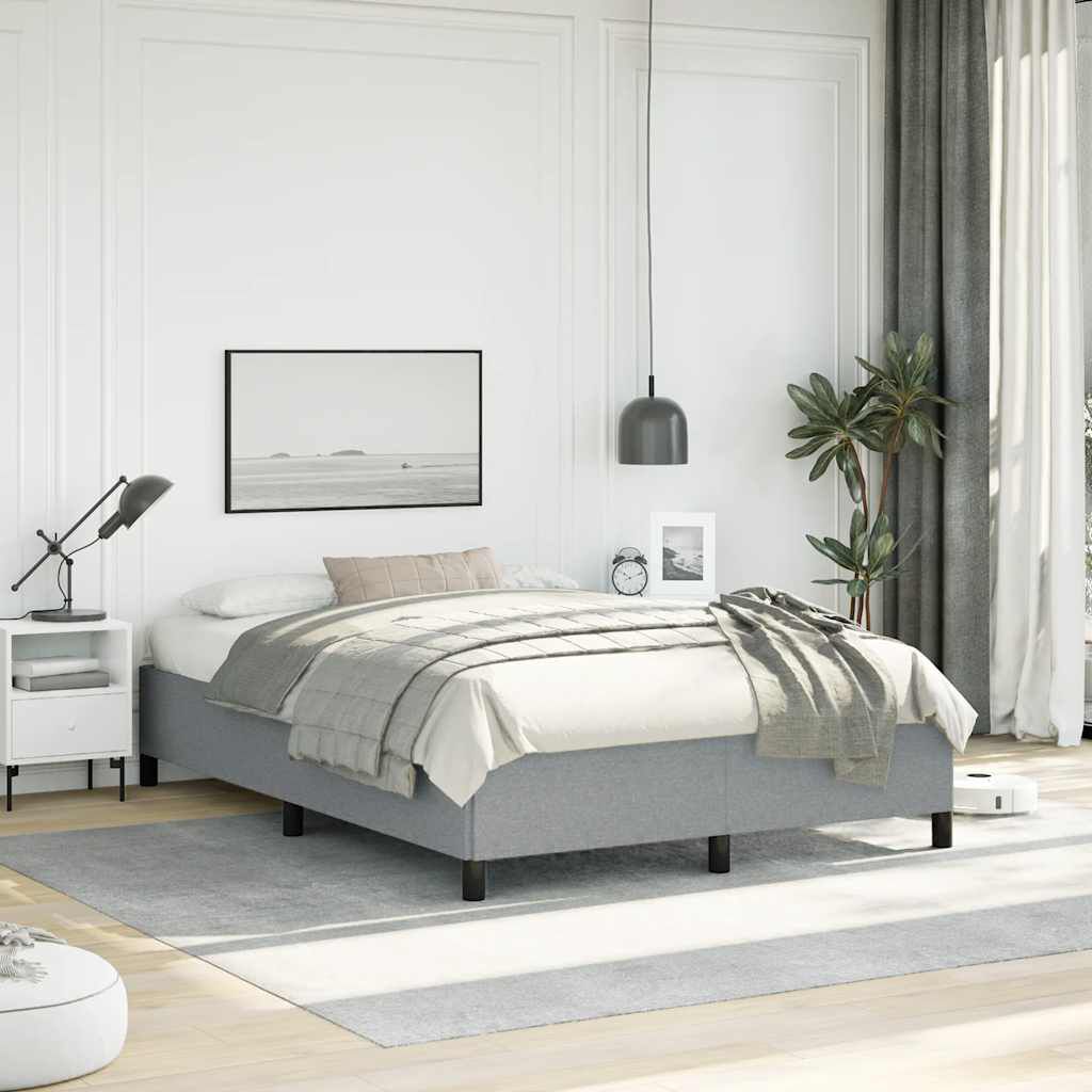 vidaXL Bed Frame without Mattress Light Grey 137x190 cm Full Fabric