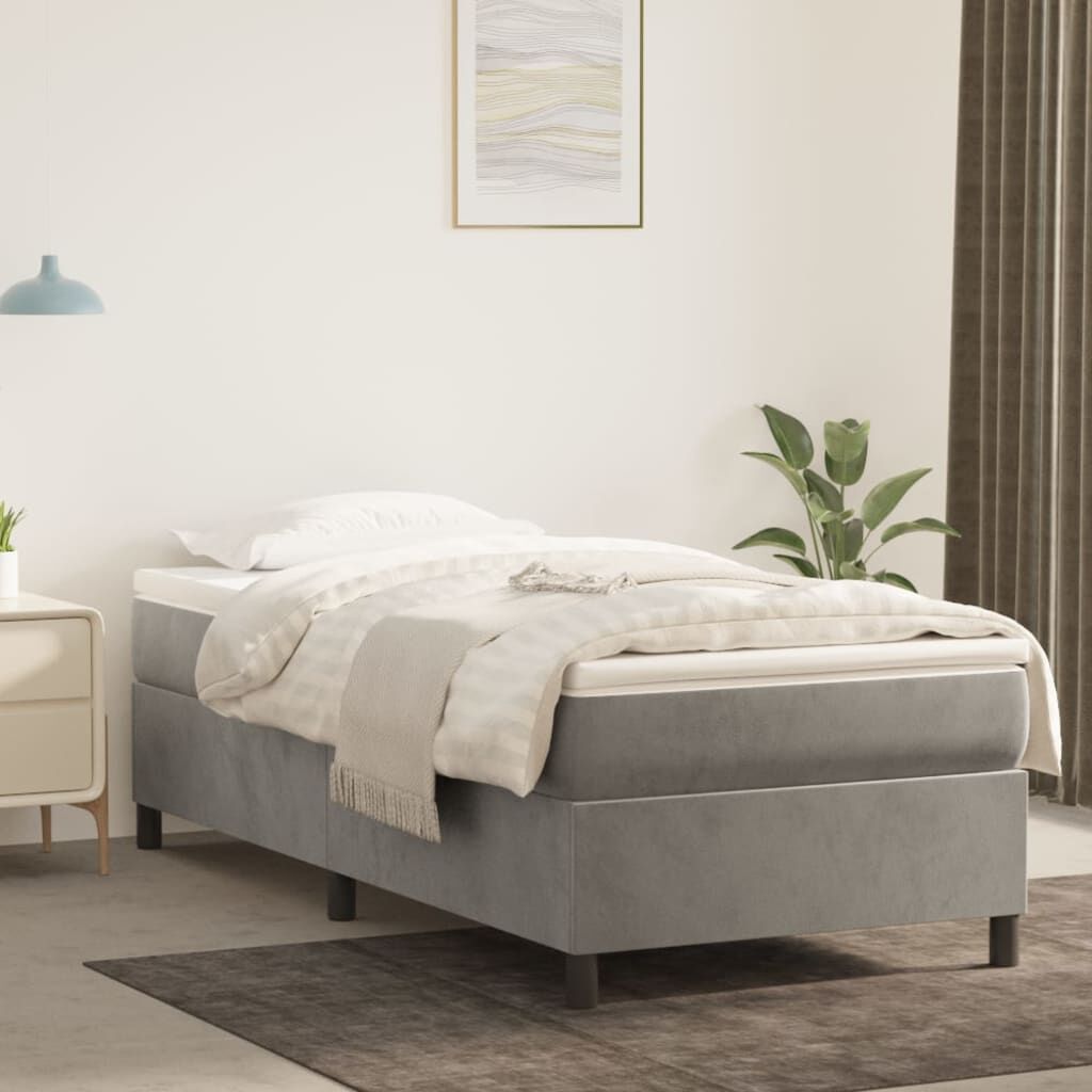 vidaXL Bed Frame without Mattress Light Grey Twin Velvet (US Only)