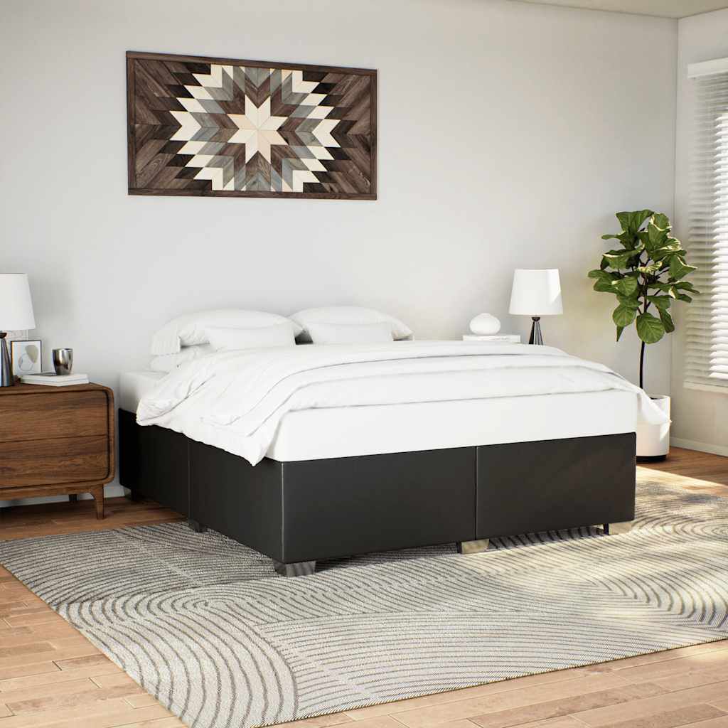 vidaXL Bed Frame without Mattress Black King Faux Leather