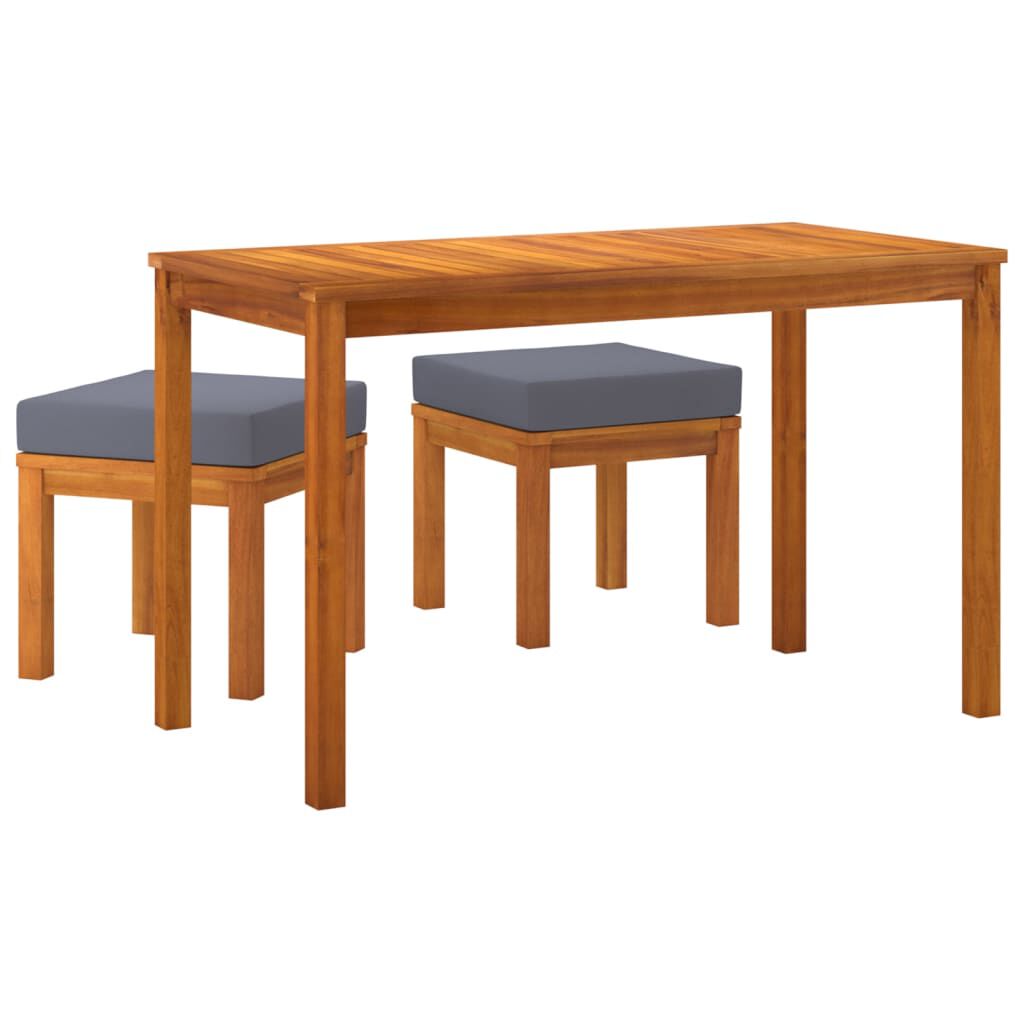 vidaXL 3 Piece Garden Dining Set with Cushions Solid Wood Acacia