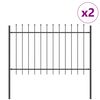 vidaXL Garden Fence 2 pcs Grey 3.4 x 1 m Powder-coated Steel
