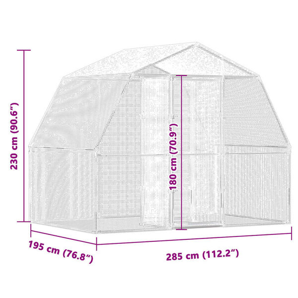 vidaXL Bird Cage with Door Silver Galvanised Steel
