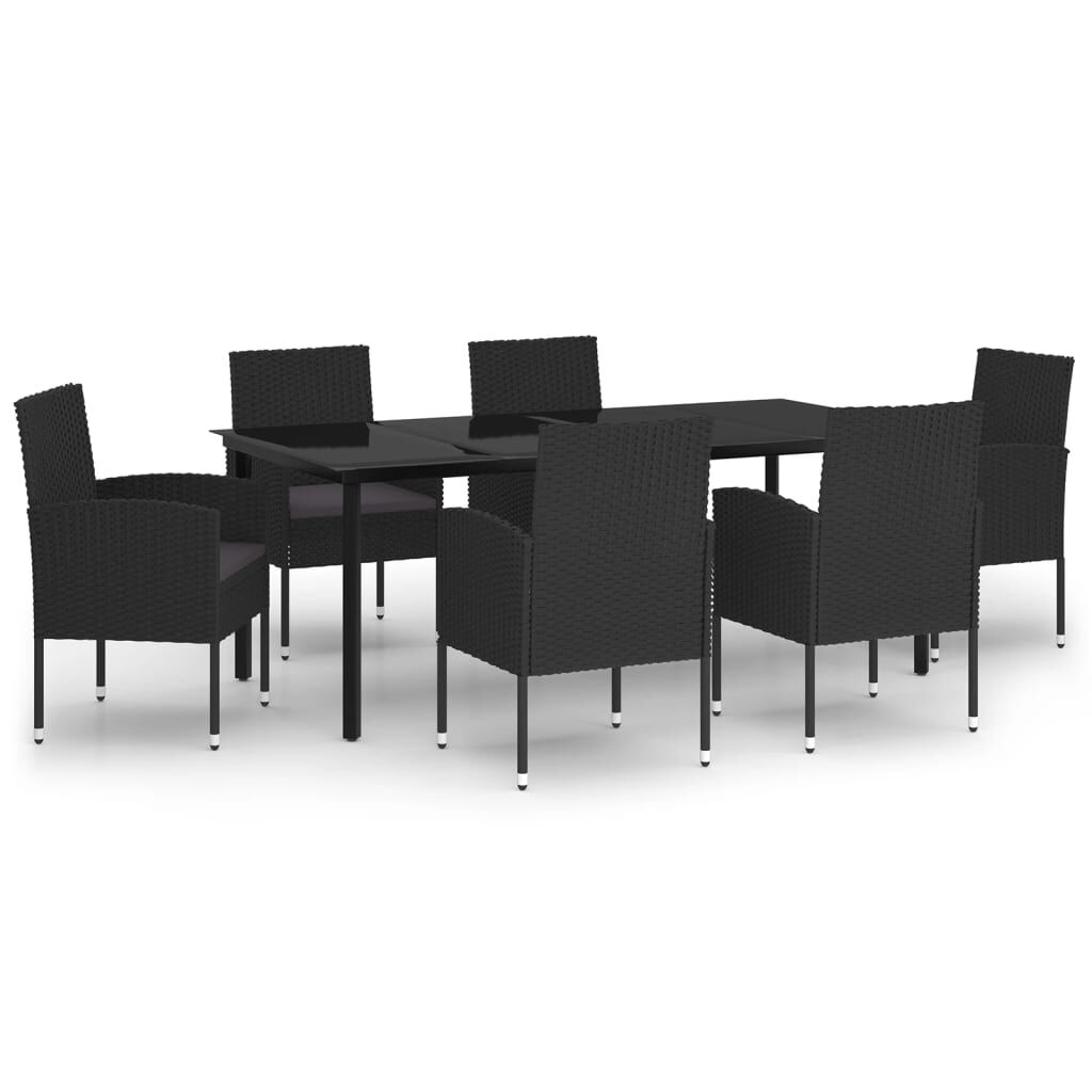 vidaXL 7 Piece Garden Dining Set Black