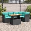 vidaXL 6 Piece Garden Sofa Set with Cushions Black Poly Rattan