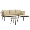 vidaXL 3 Piece Garden Lounge Set with Beige Cushions Poly Rattan