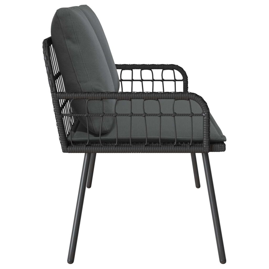 vidaXL Garden Bench Black 114x64x78 cm Poly Rattan