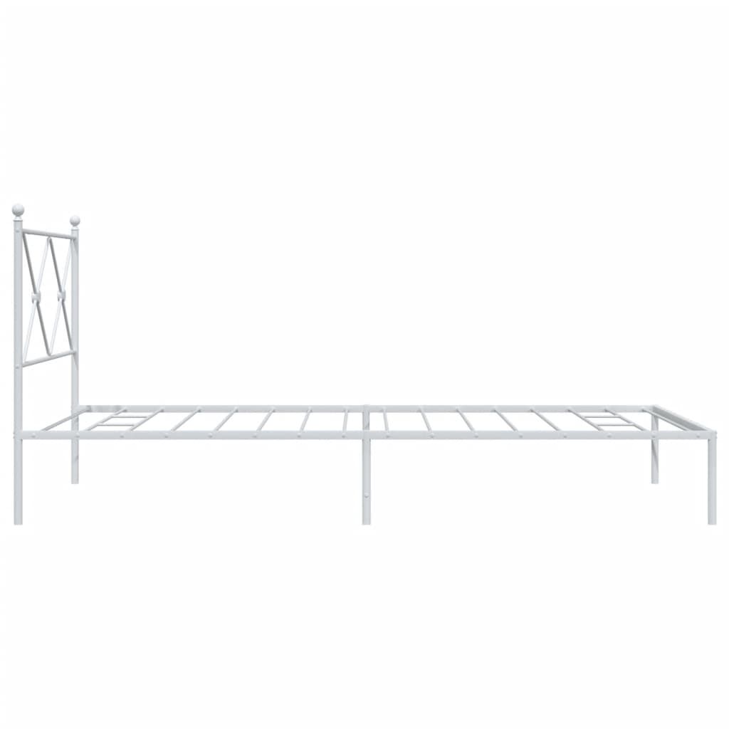 vidaXL Metal Bed Frame without Mattress with Headboard White 100x200cm
