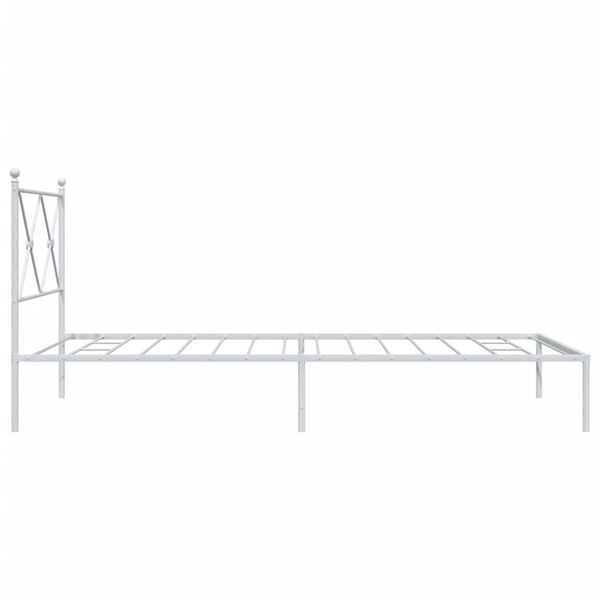vidaXL Metal Bed Frame without Mattress with Headboard White 100x200cm