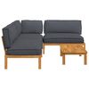 vidaXL Sofa Set with Cushion Plain 4 pcs Anthracite Solid Acacia Wood