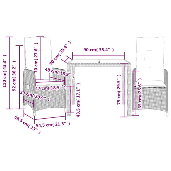 vidaXL 5 Piece Garden Bistro Set with Cushions Grey Poly Rattan