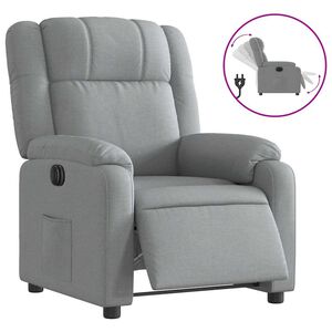 vidaXL Electric Recliner Chair Light Grey Fabric