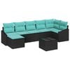 vidaXL Garden Sofa Set 8 pcs Black Poly rattan