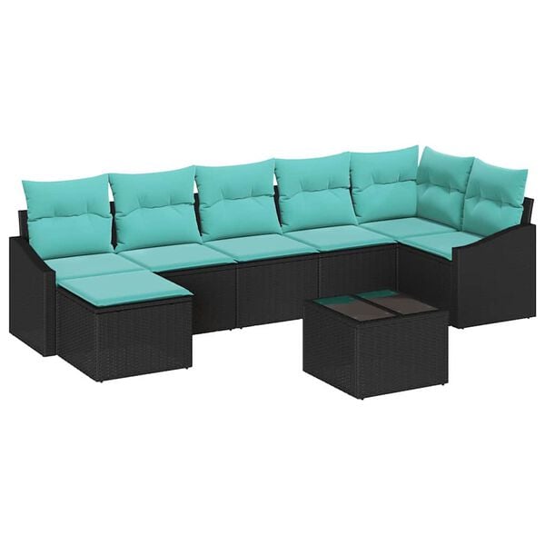 vidaXL Garden Sofa Set 8 pcs Black Poly rattan