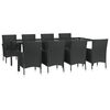 vidaXL 9 Piece Garden Dining Set with Cushions Black Poly Rattan